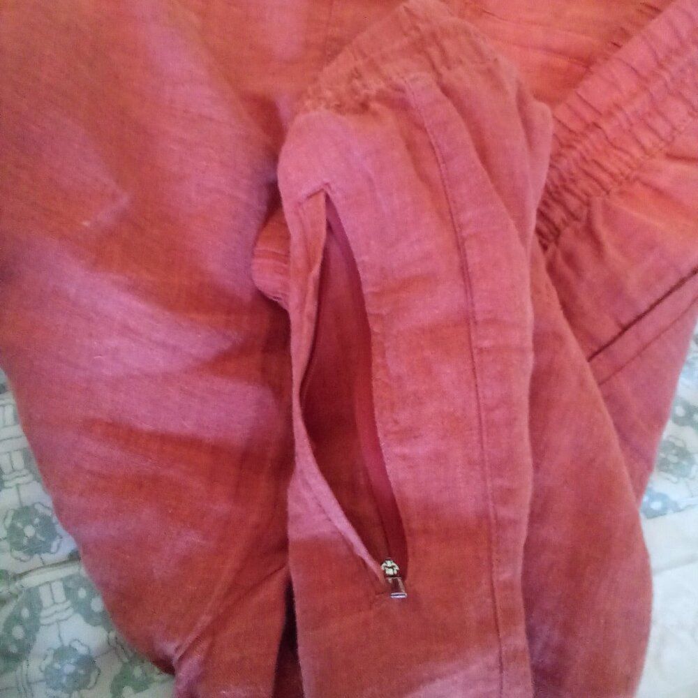 ATHLETA SIZE 20 RETREAT 100% LINEN WIDE LEG PULL-ON PANTS TIE WAIST ZIP POCKETS - Picture 8 of 13